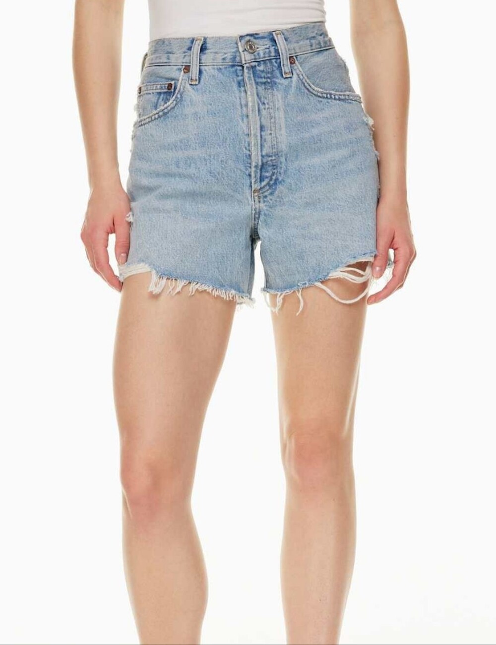 AGOLDE Light Wash High-Rise Dee Denim Shorts